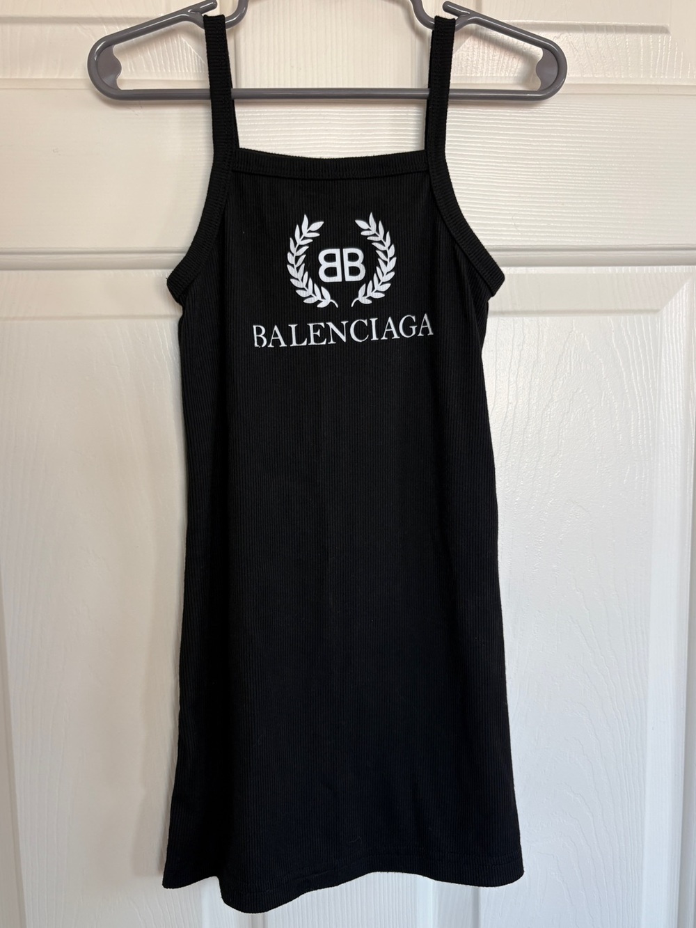 Shein Balenciaga Black Ribbed Logo Dress